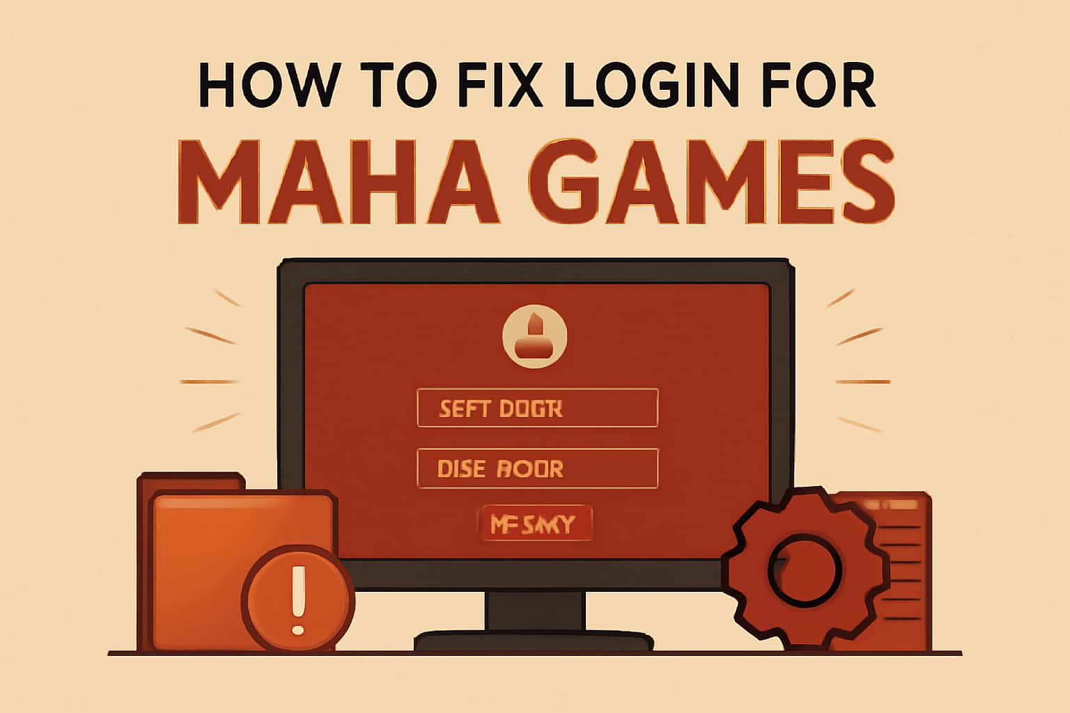A digital representation showcasing the login troubleshooting process for Maha Games.
