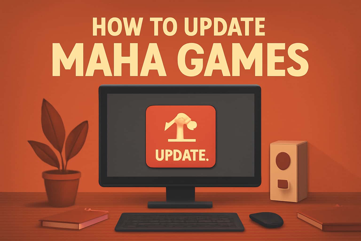 Informational scene on updating Maha Games.