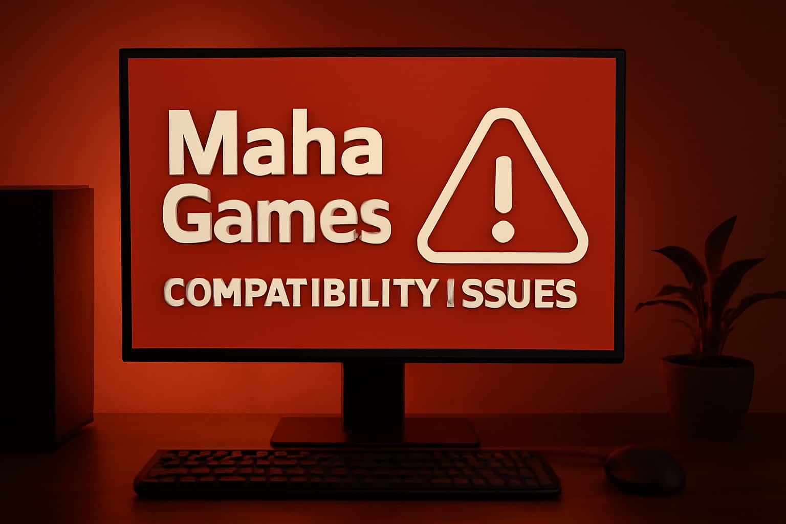 Informational scene depicting Maha Games compatibility issues.