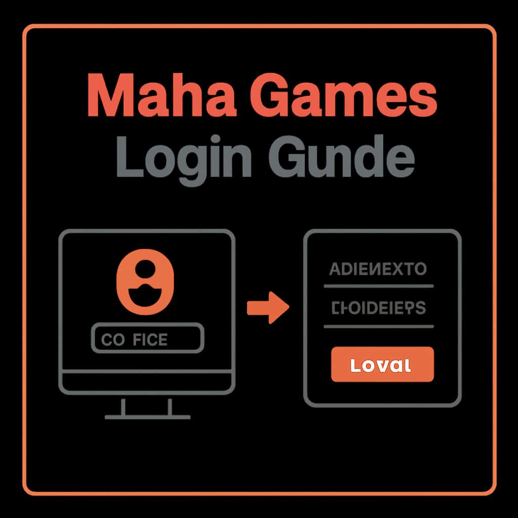 Diagram illustrating login steps for Maha Games.