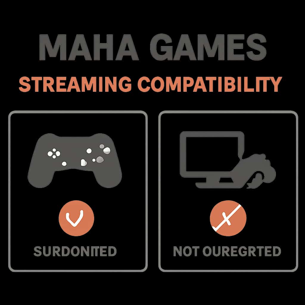 An educational diagram on device compatibility for Maha Games.