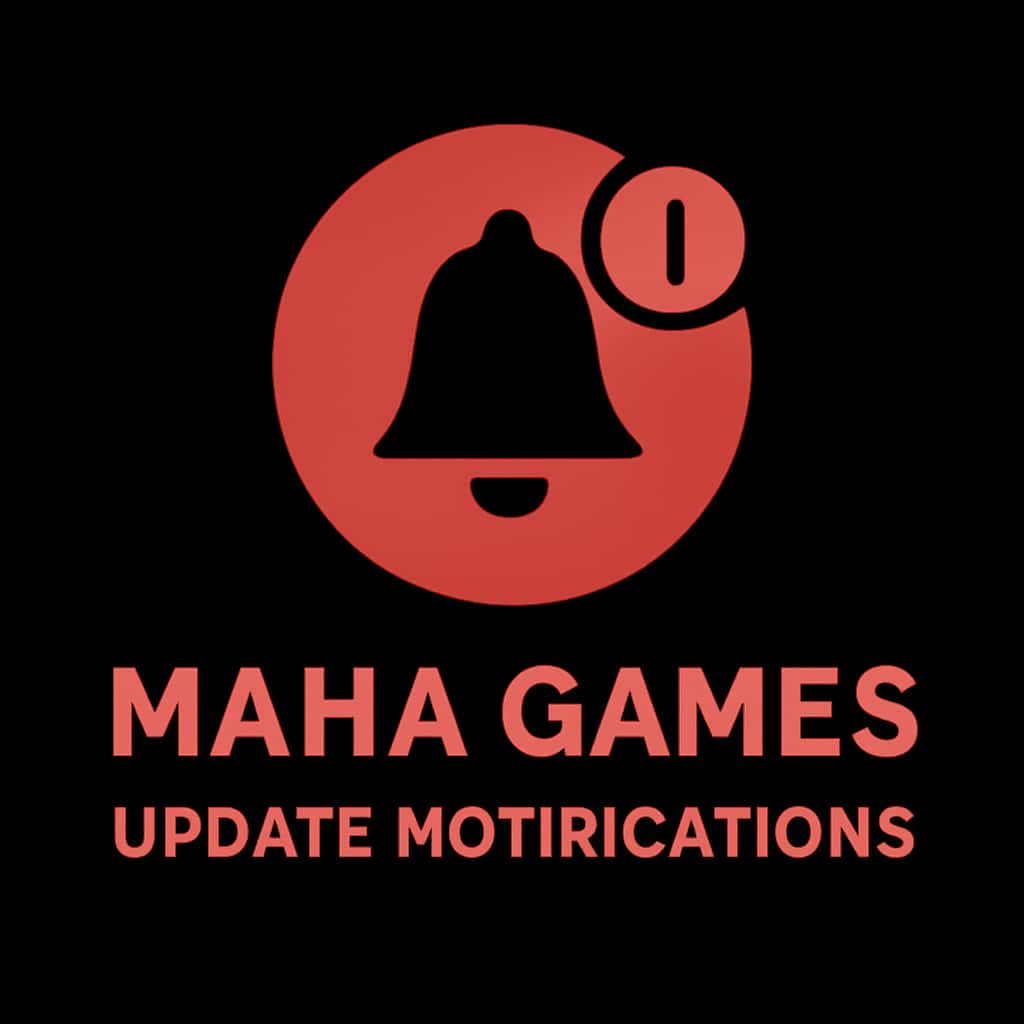A badge representing Maha Games Update Notifications, focusing on clarity and professionalism.